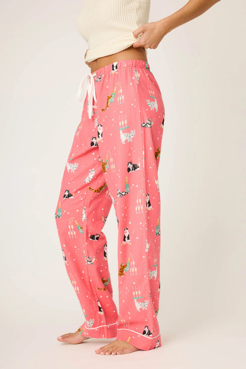 Pj Salvage Flannels Let's Get Fizzical Cat Print Pants